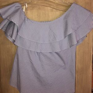 Blue and white striped top